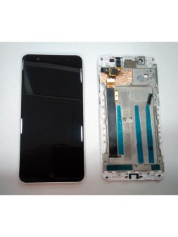 Pantalla LCD para ZTE Blade A610 Plus mas tactil negro mas marco blanco