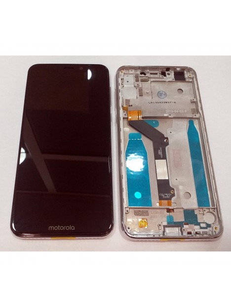 Pantalla lcd para Motorola Moto One P30 Play xt1941 mas tactil negro mas marco plata xt1941-1 xt1941-3 xt1941-4
