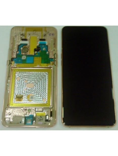 Samsung Galaxy A80 GH82-20348C A805F pantalla lcd + táctil negro + marco dorado premium