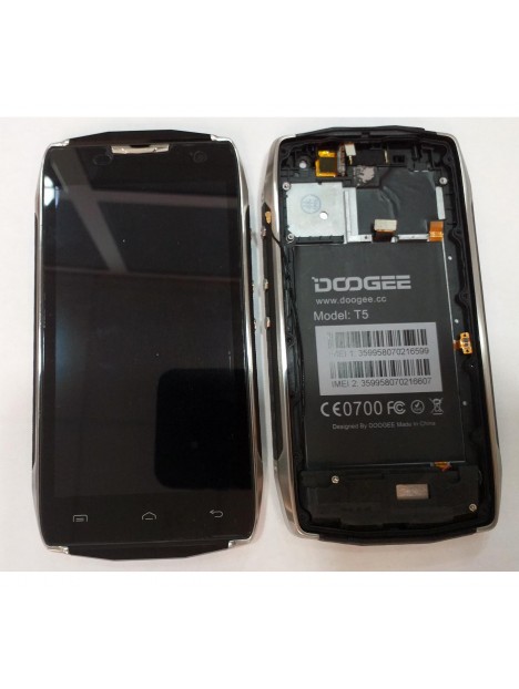 Doogee T5 T5 Lite pantalla lcd + tactil negro + marco plata