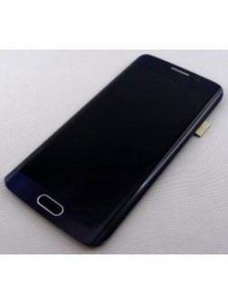 Samsung Galaxy S6 Edge G925F pantalla lcd + táctil azul + carcasa frontal premium Service Pack