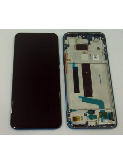 Pantalla lcd para Xiaomi Mi 10 Lite mas tactil  negro mas marco azul calidad premium