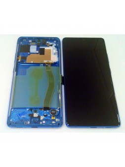 Pantalla para Samsung Galaxy S10 Lite SM-G770F GH-82-21372C + tactil negro + marco prism Blue Premium Service Pack